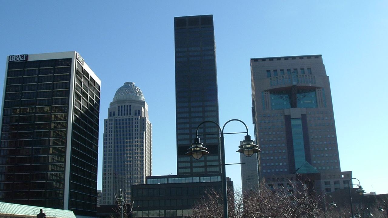 Louisville, KY skyline and downtown view near Louisville NuLu