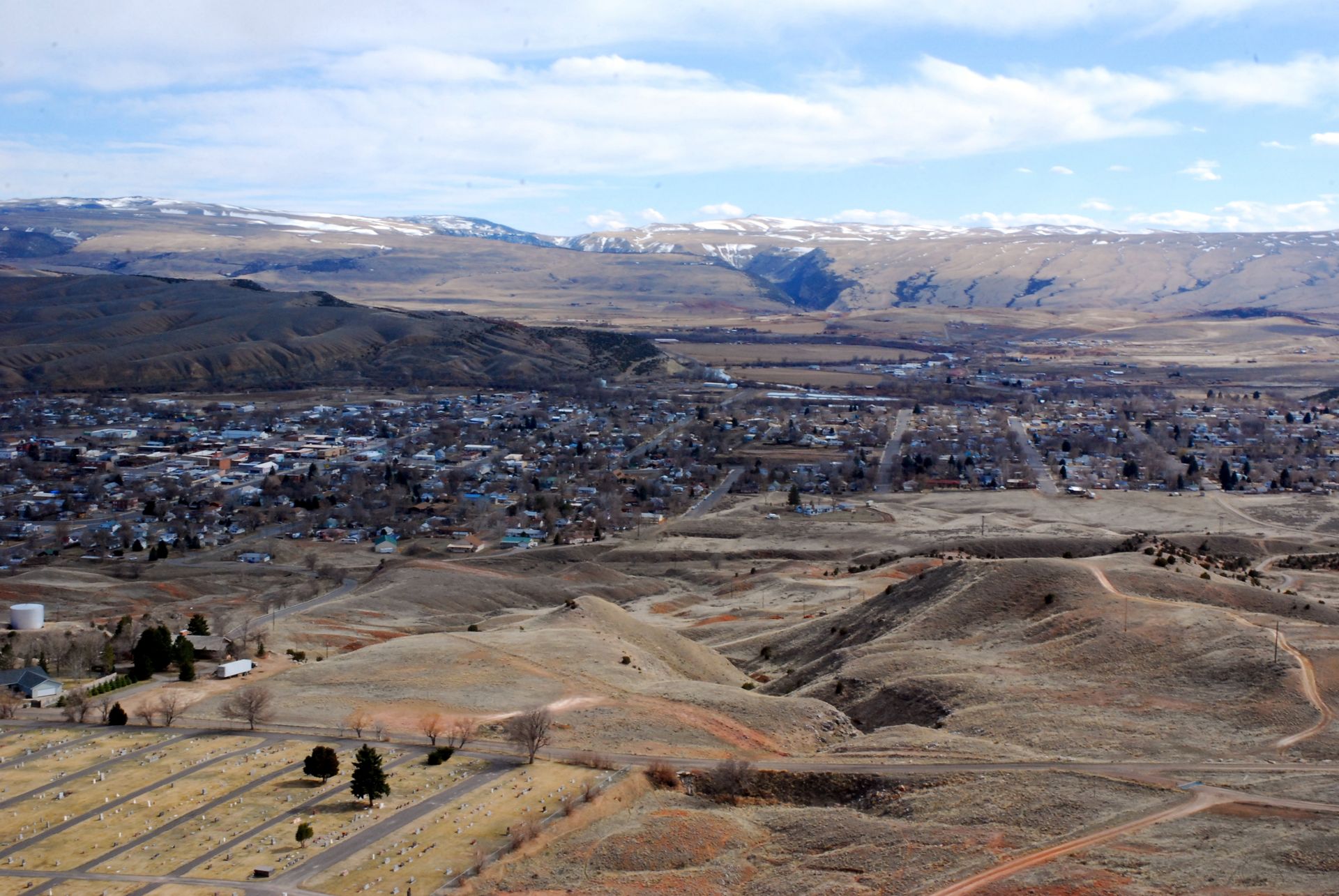 Thermopolis, WY skyline and downtown view near Downtown Thermopolis