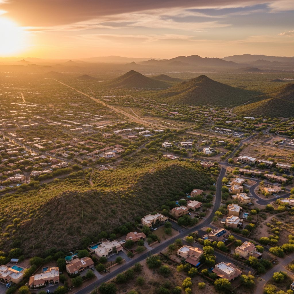 Marana, AZ skyline and downtown view near Dove Mountain