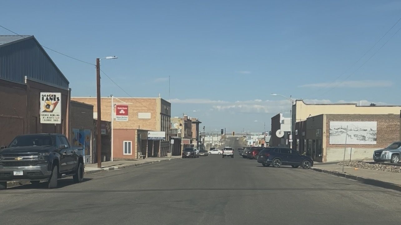 Cut Bank, MT skyline and downtown view near East Main Street commercial corridor