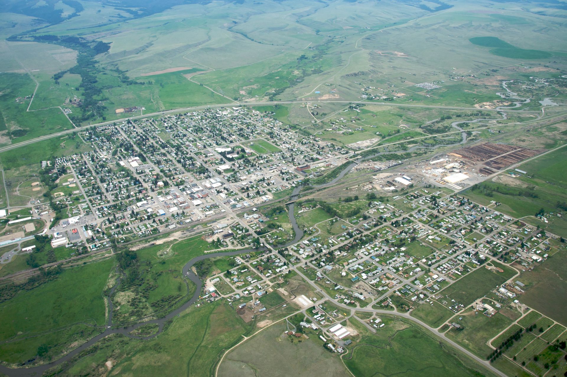 Deer Lodge, MT skyline and downtown view near Downtown Deer Lodge