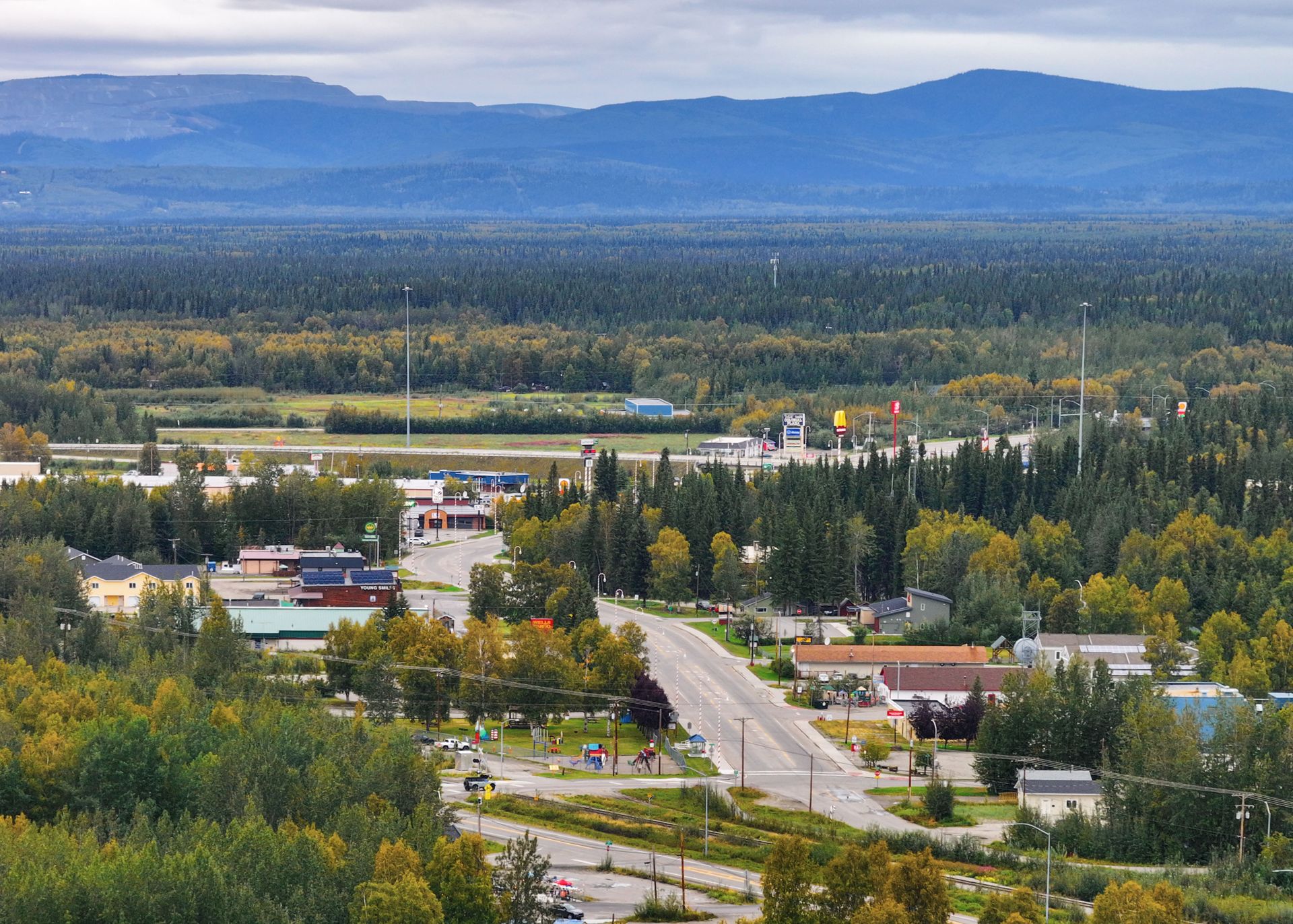 North Pole, AK skyline and downtown view near Downtown North Pole