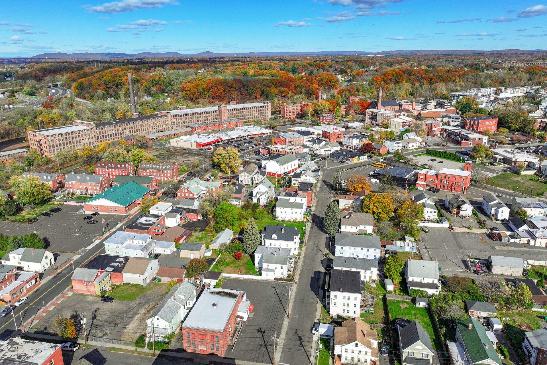 Chicopee, MA skyline and downtown view near Chicopee Center