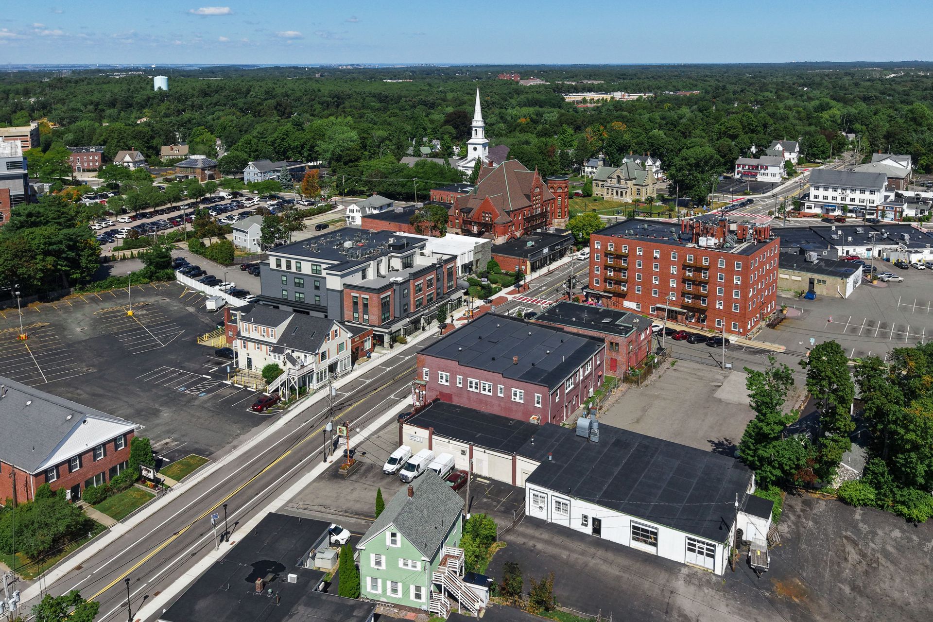 Weymouth Town, MA skyline and downtown view near Weymouth Landing