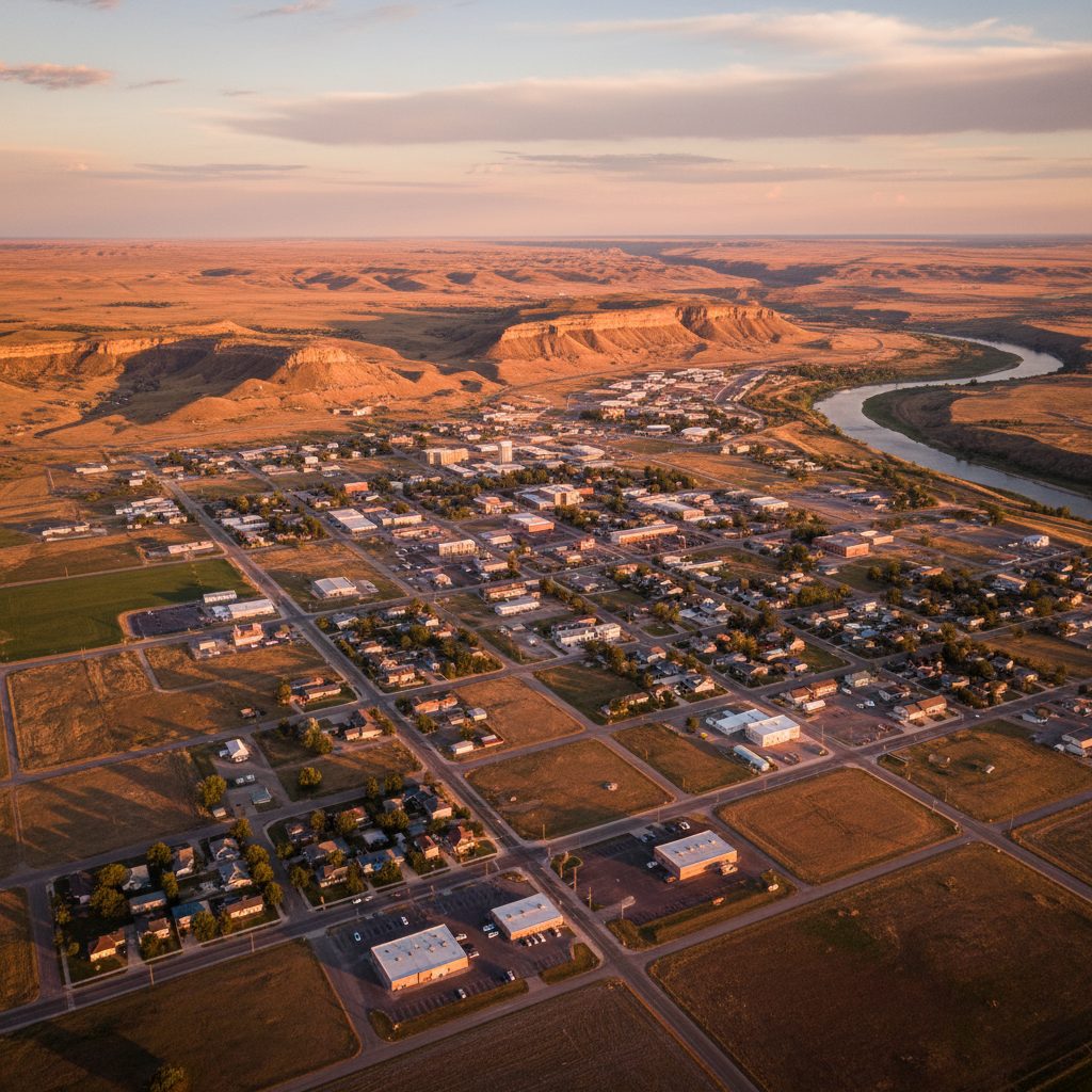 Gering, NE skyline and downtown view near Downtown Gering