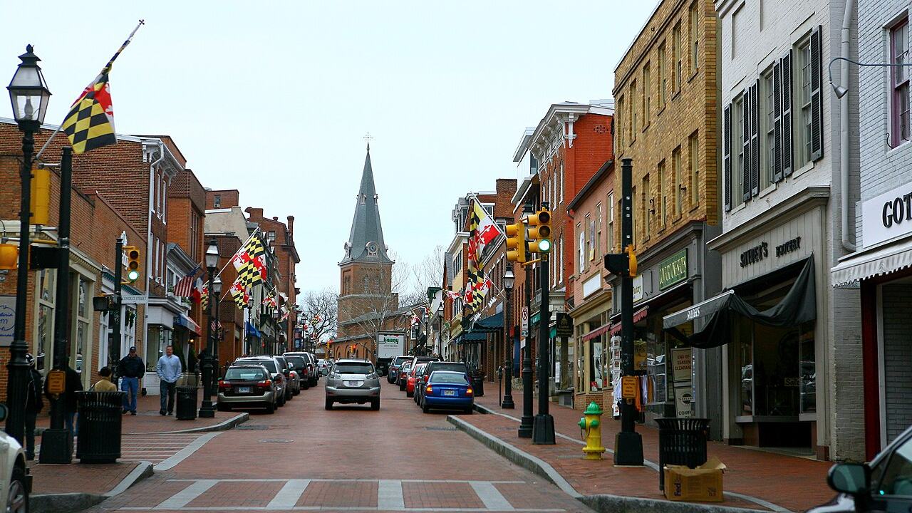 Annapolis, MD skyline and downtown view near Baltimore Inner Harbor