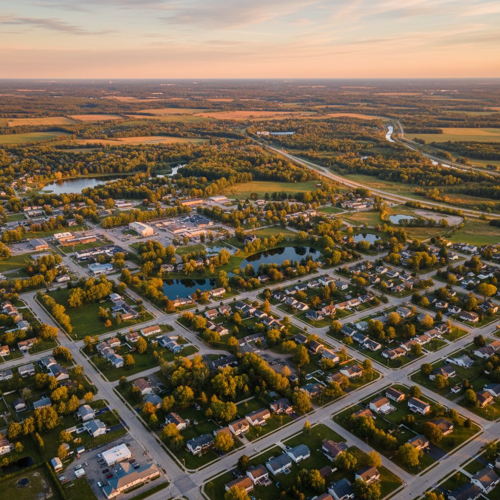 Andover, MN skyline and downtown view near Bunker Lake Boulevard commercial corridor