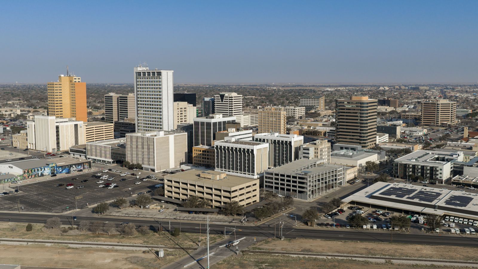 Midland, TX skyline and downtown view near Downtown Midland