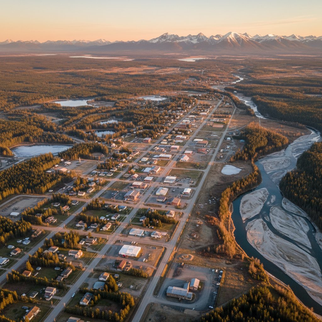 Delta Junction, AK skyline and downtown view near Downtown Delta Junction