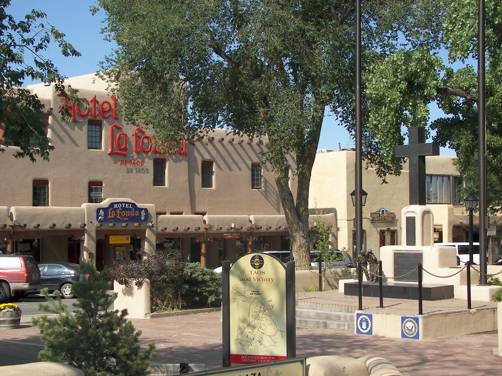 Taos, NM skyline and downtown view near Taos Plaza business district