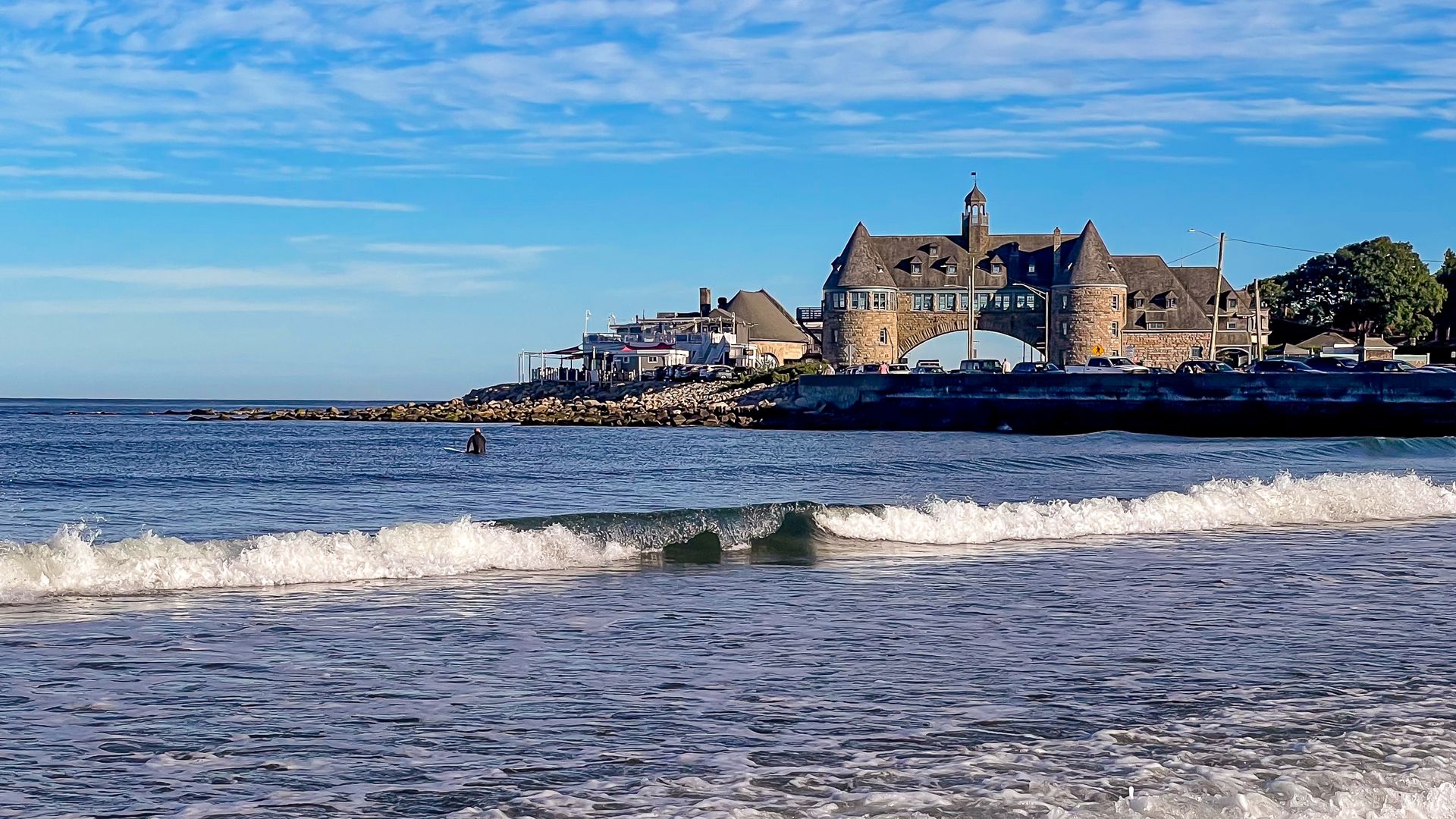 Narragansett, RI skyline and downtown view near Narragansett Pier