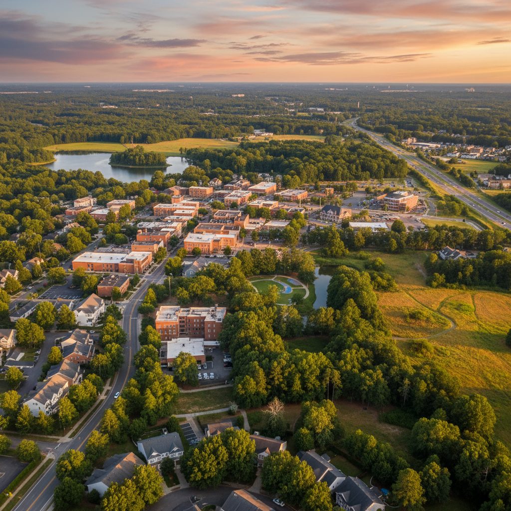 Holly Springs, NC skyline and downtown view near Downtown Holly Springs