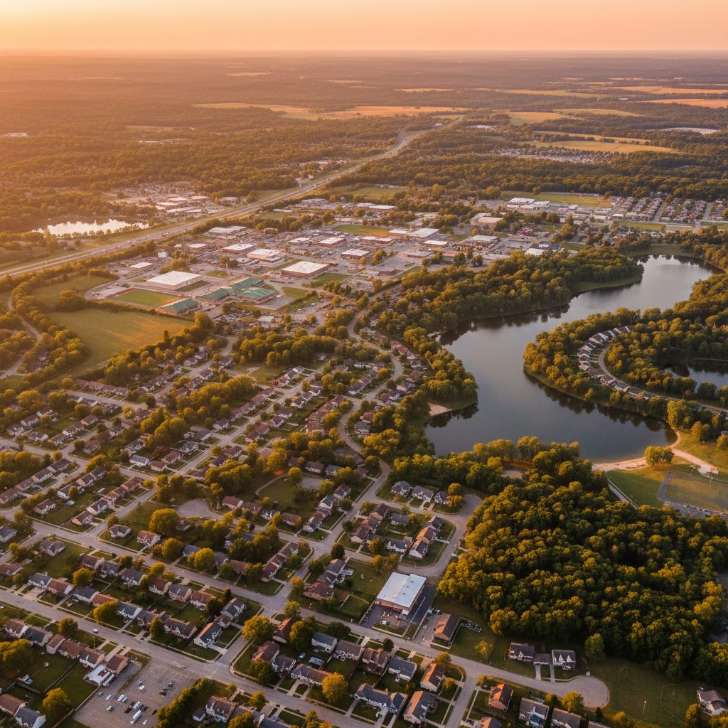 Raymore, MO skyline and downtown view near Original Town