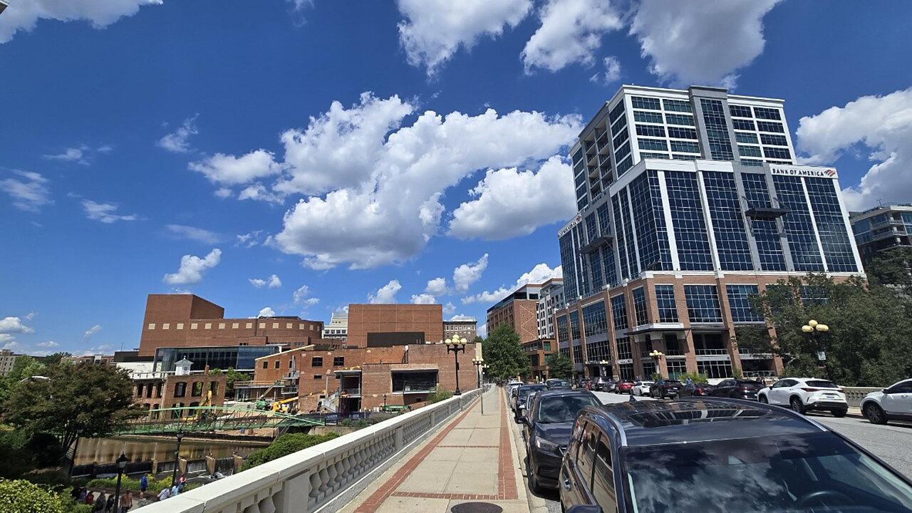 Greenville, SC skyline and downtown view near Charleston King Street