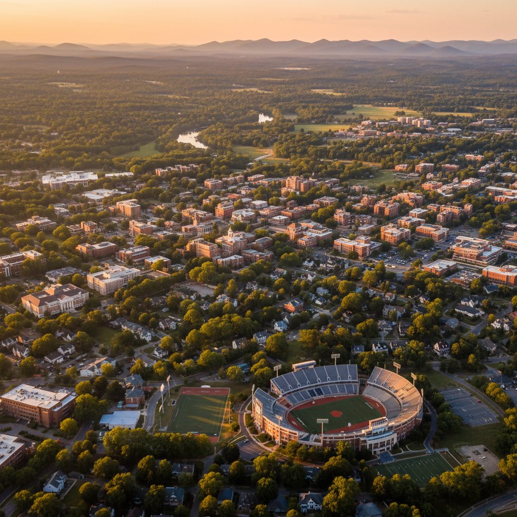 Clemson, SC skyline and downtown view near Downtown Clemson