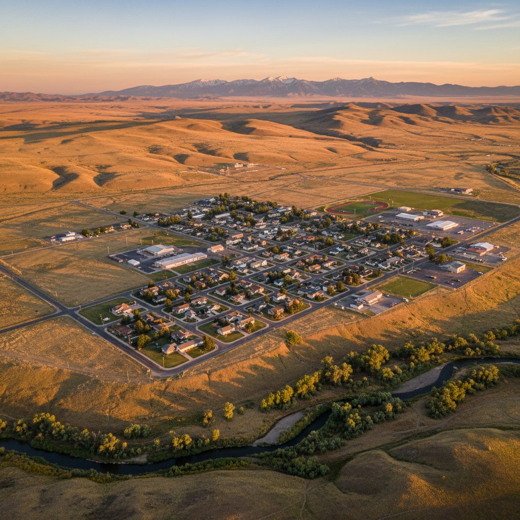 Lyman, WY skyline and downtown view near Downtown Lyman
