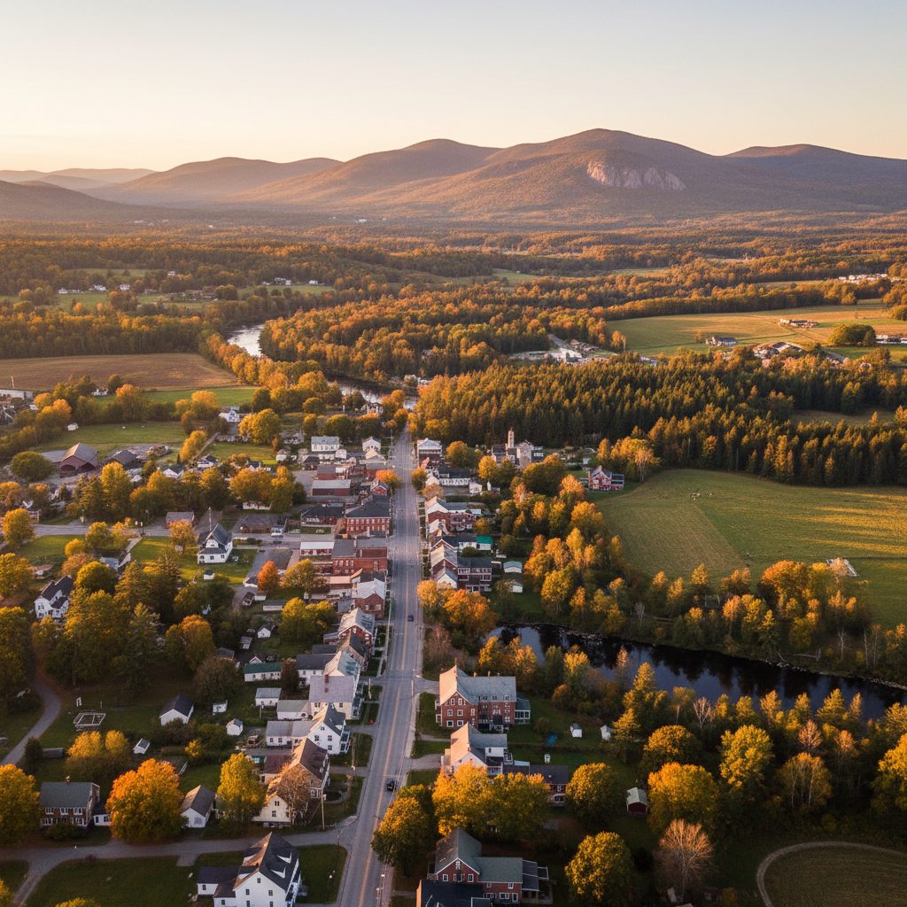 Northfield, VT skyline and downtown view near Northfield Village