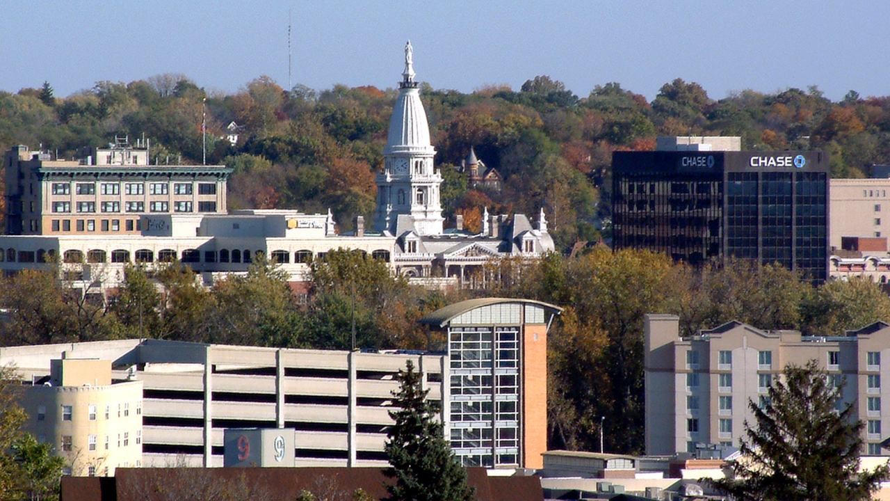 Lafayette, IN skyline and downtown view near Indianapolis Downtown