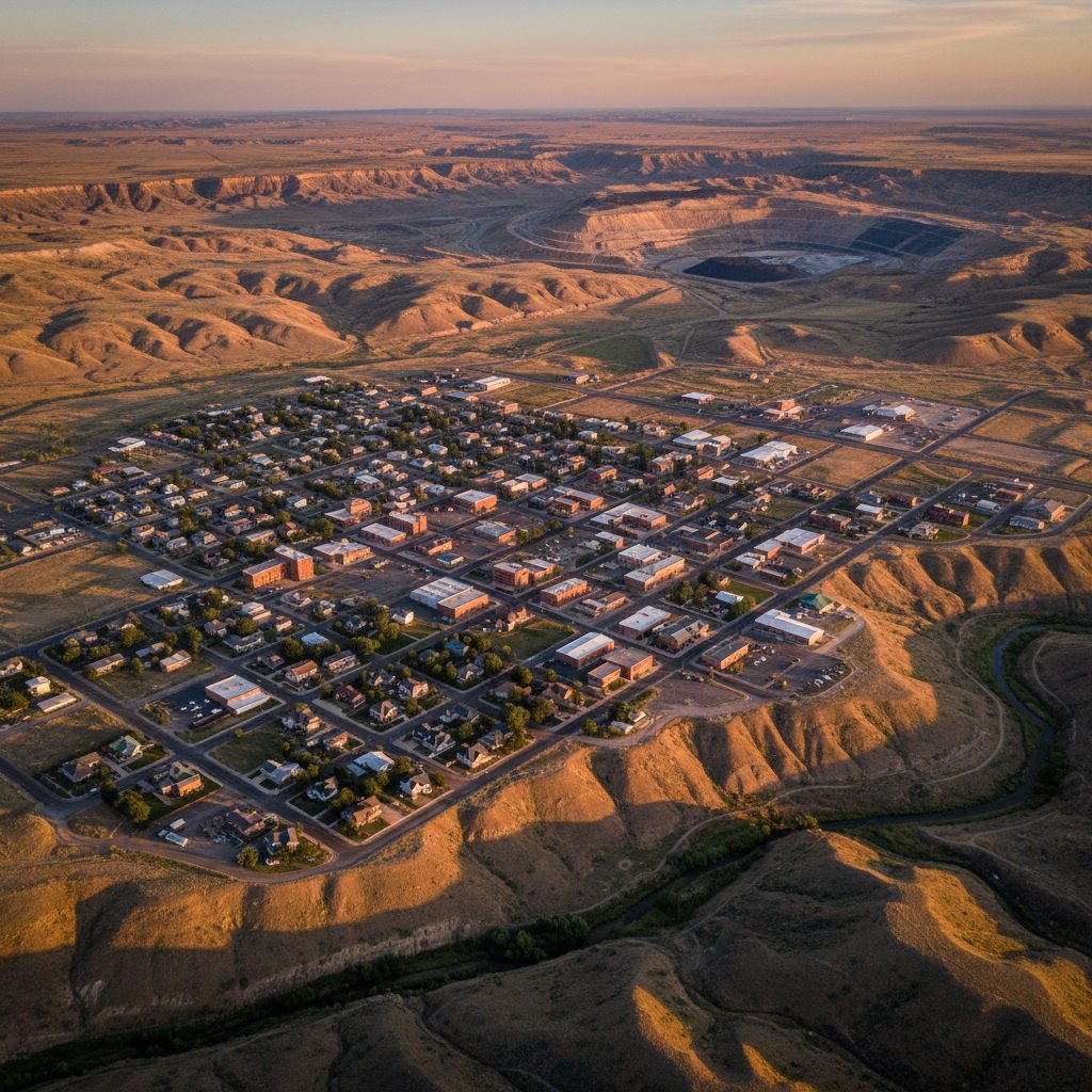 Kemmerer, WY skyline and downtown view near Downtown Kemmerer