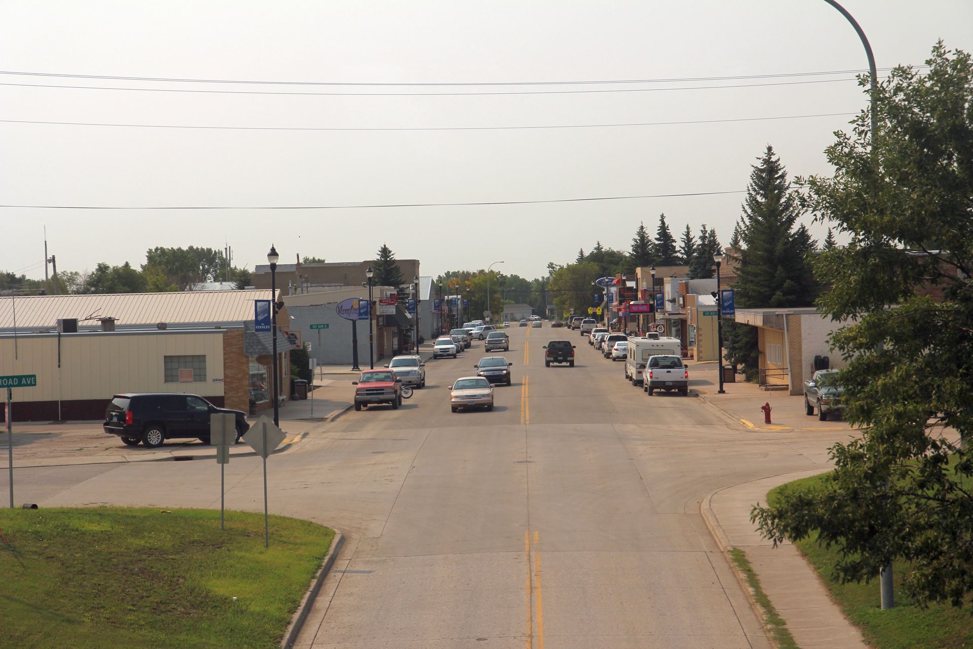 Stanley, ND skyline and downtown view near Downtown Stanley
