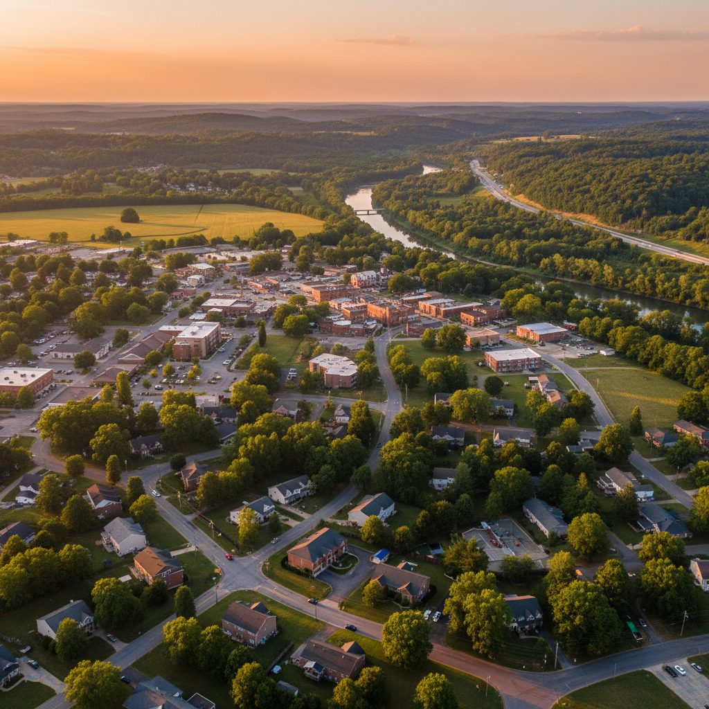 La Vergne, TN skyline and downtown view near Lake Forest Estates