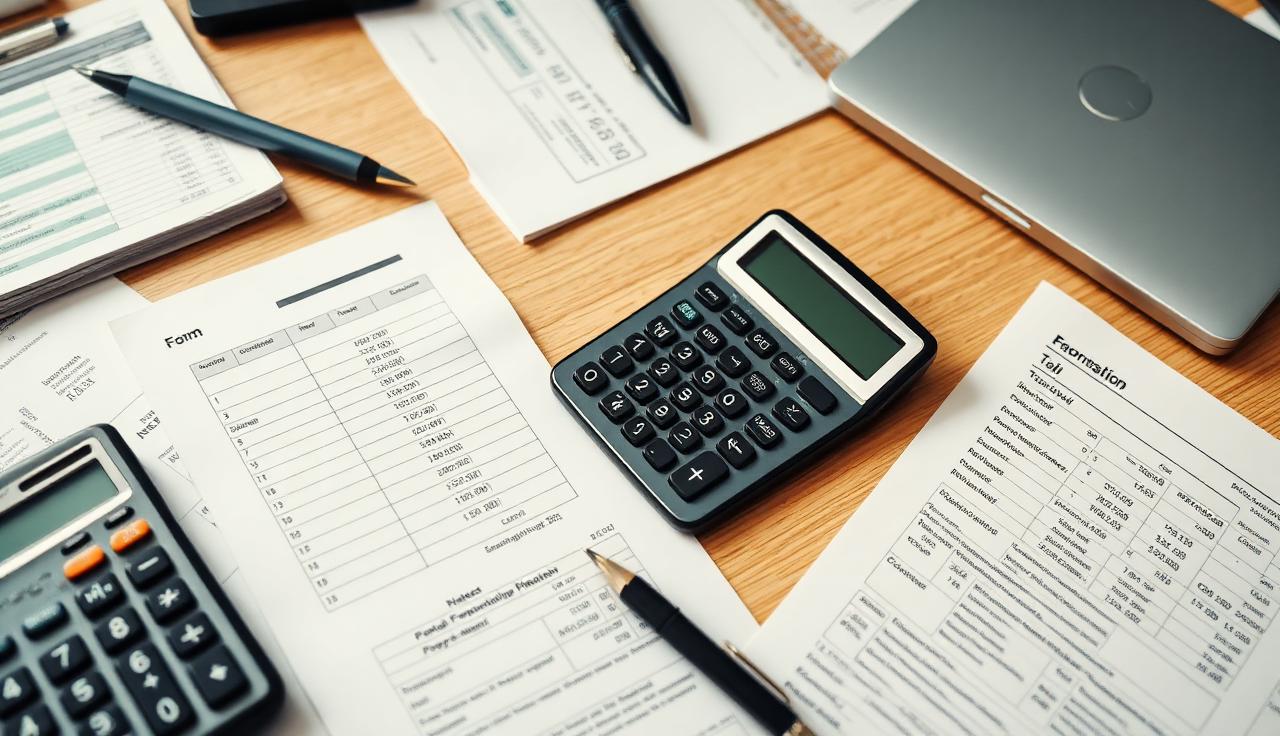 Edison accountant SEO keyword targeting - Accounting office with calculator and financial documents