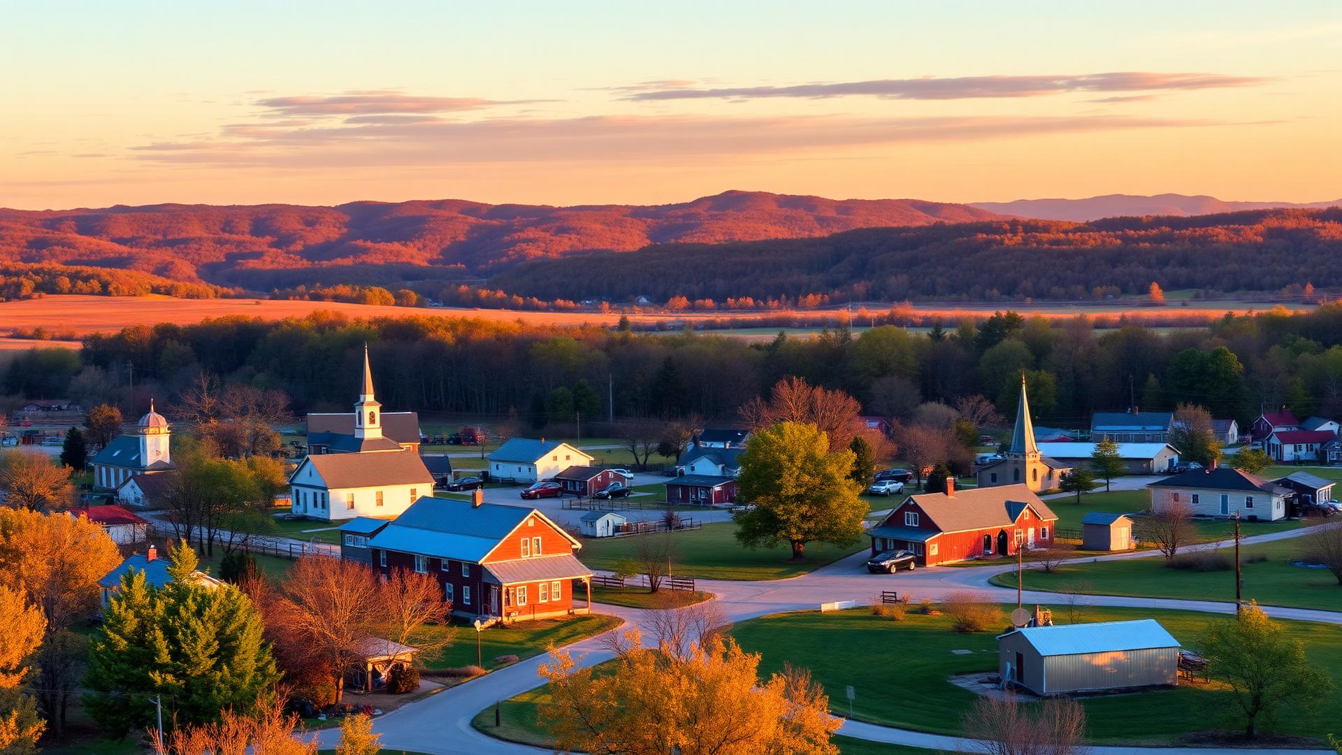 Adams, NY skyline and downtown business district