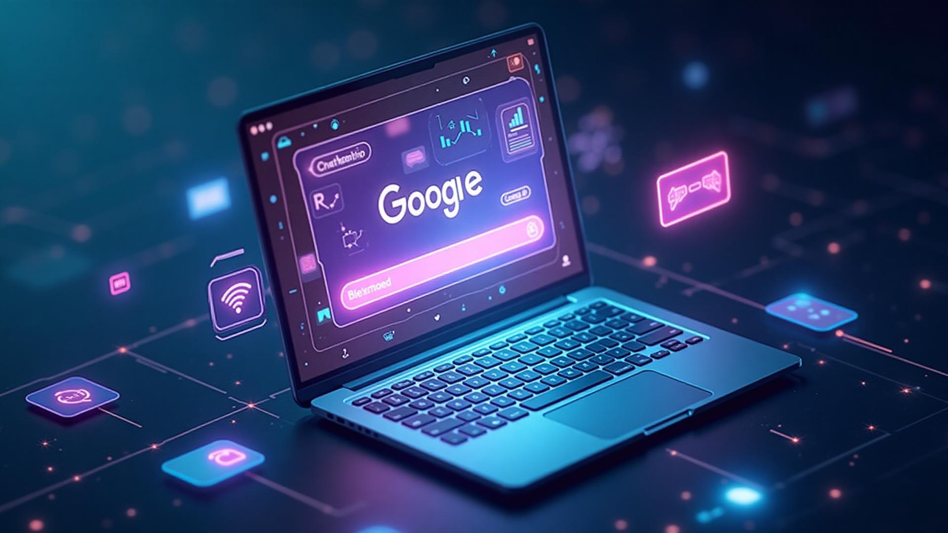 AI search interface showing Google AI Overviews and ChatGPT-like search results with digital marketing analytics