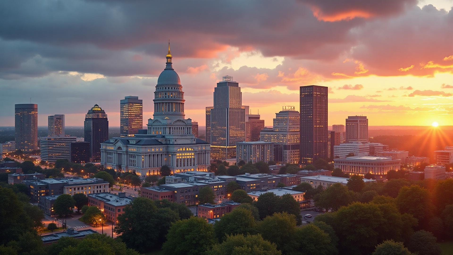 Albany, NY skyline and downtown business district