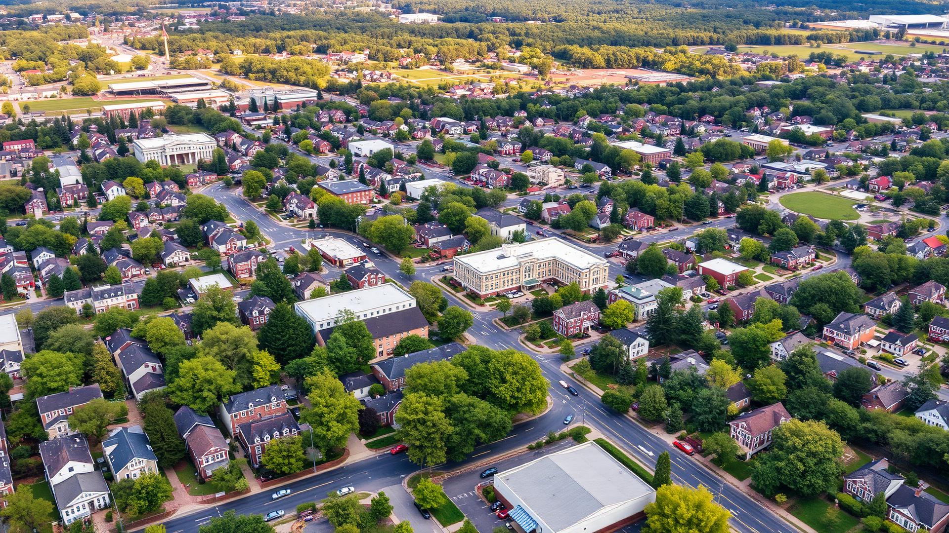 Apex, NC skyline and downtown business district