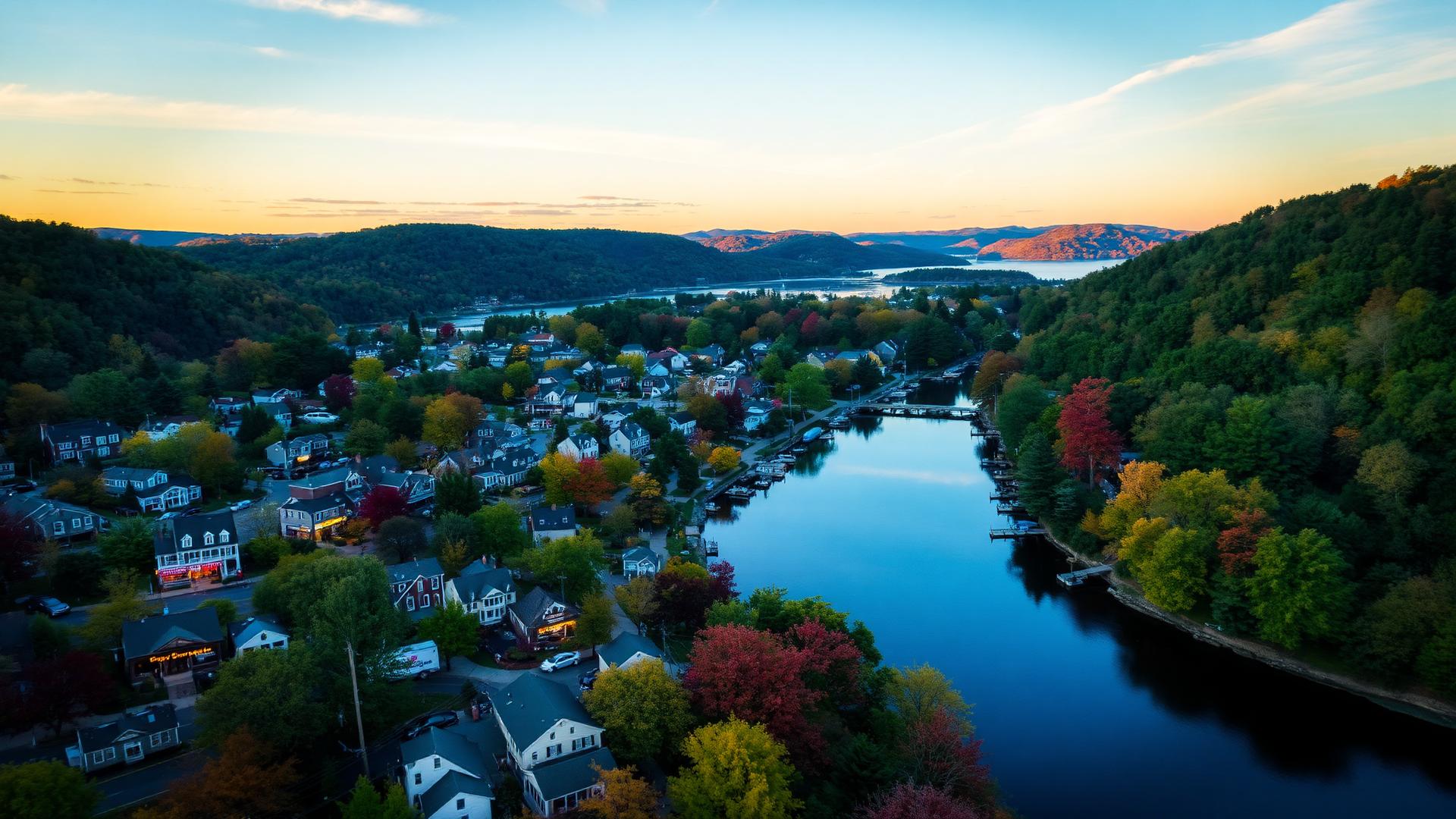 Cold Spring, NY skyline and downtown business district