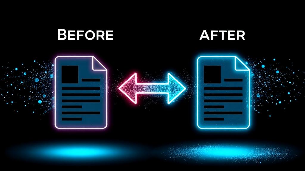 Content refresh transformation process showing before and after