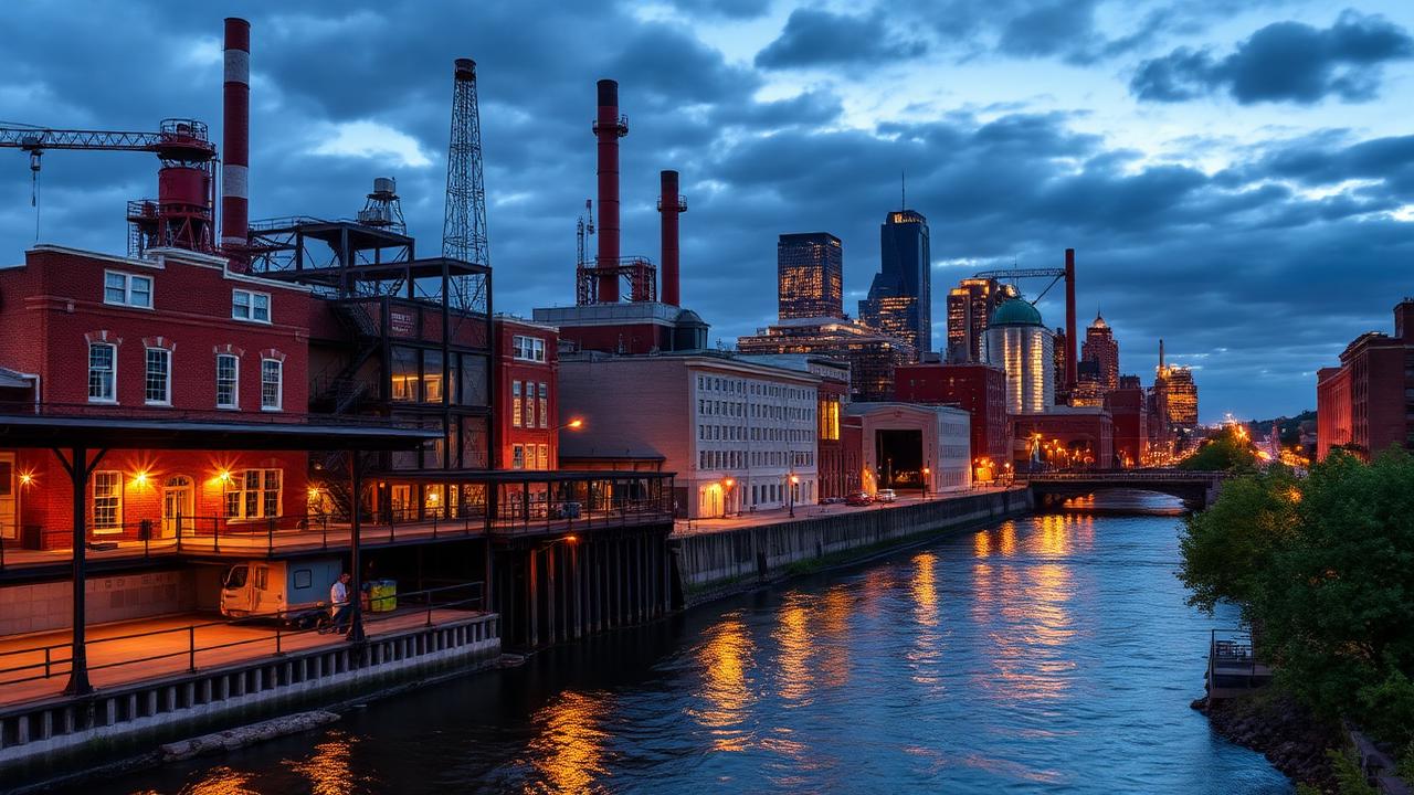 Fulton, NY skyline and downtown business district