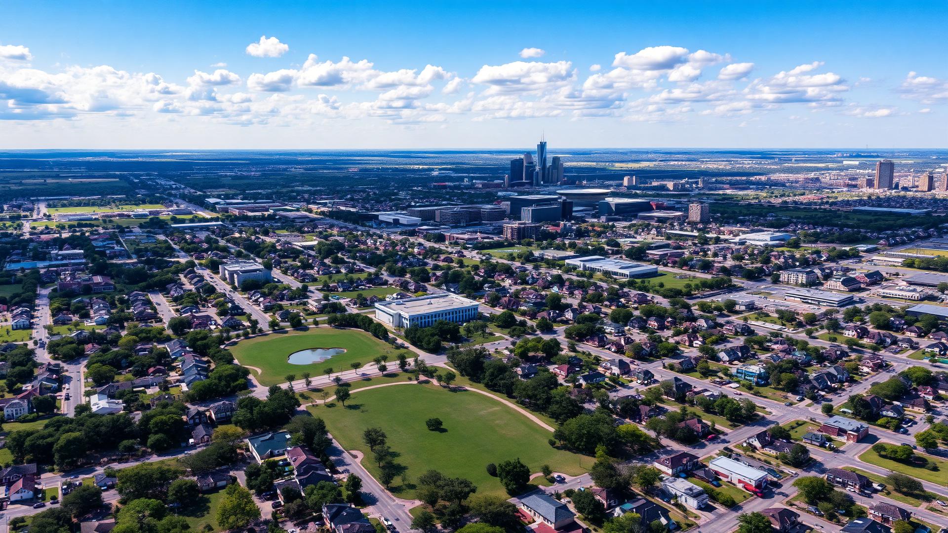 Grand Prairie, TX skyline and downtown business district