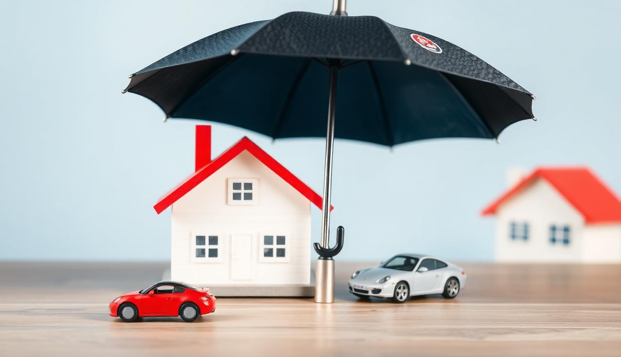 Albany insurance agency SEO keyword targeting - Insurance protection concept with home and car