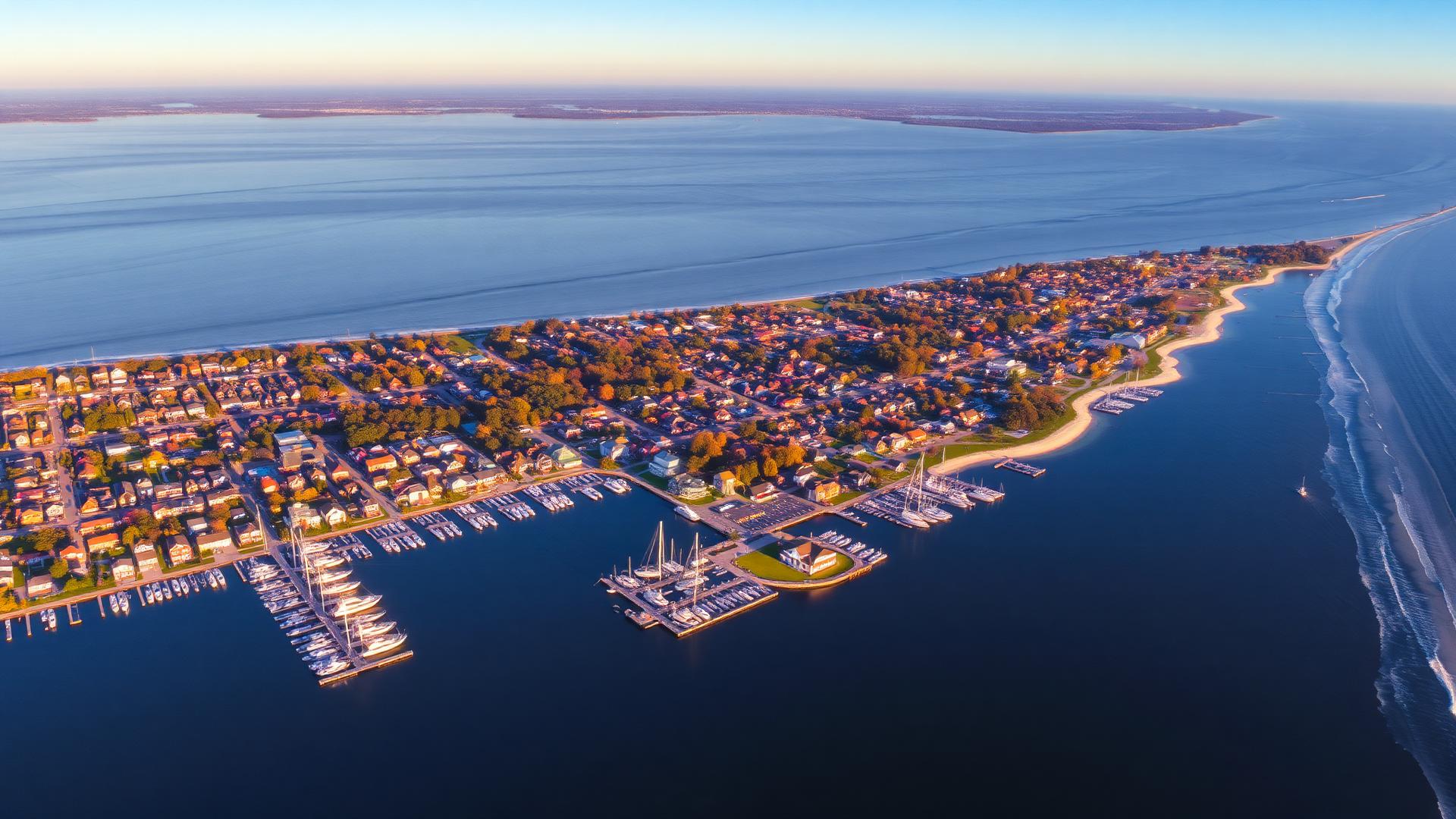Islip, NY skyline and downtown business district