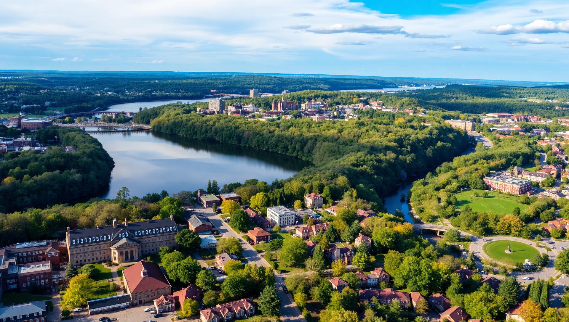 Ithaca, NY skyline and downtown business district