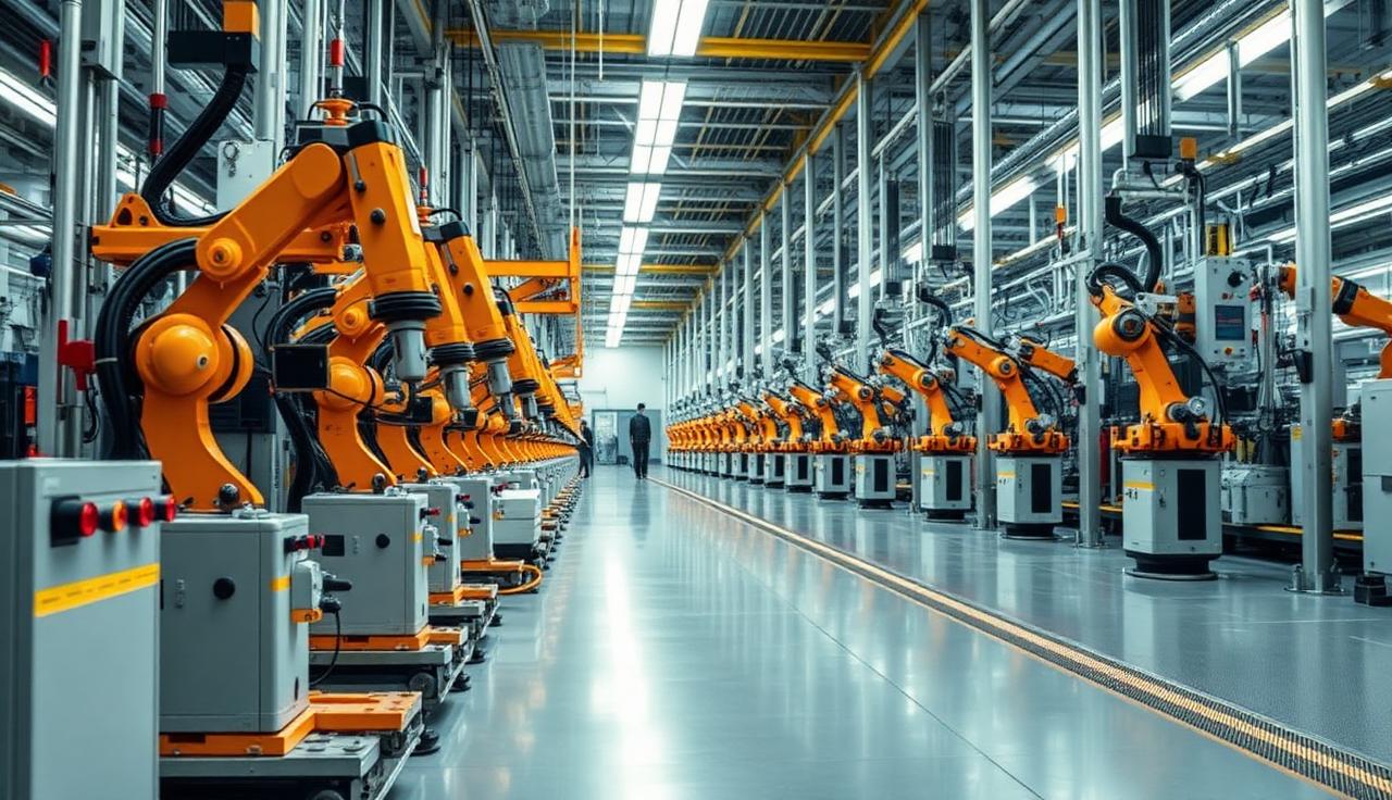 Ames manufacturing SEO keyword targeting - Modern manufacturing facility with robotic assembly