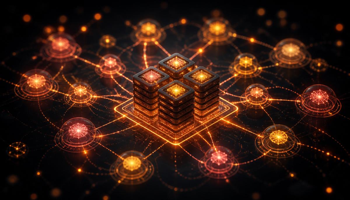 Abstract visualization of Model Context Protocol servers connecting to AI models