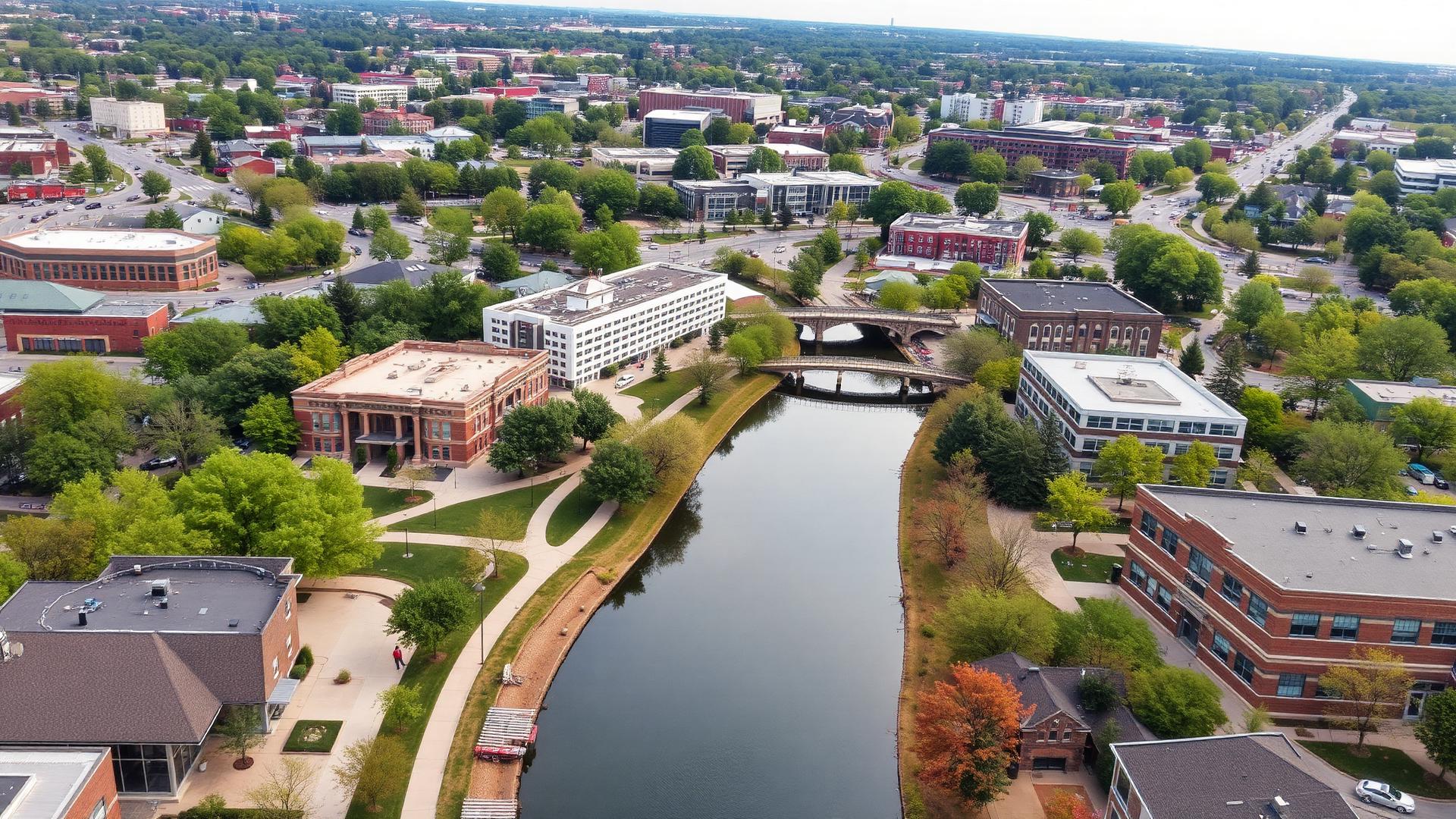Naperville, IL skyline and downtown business district