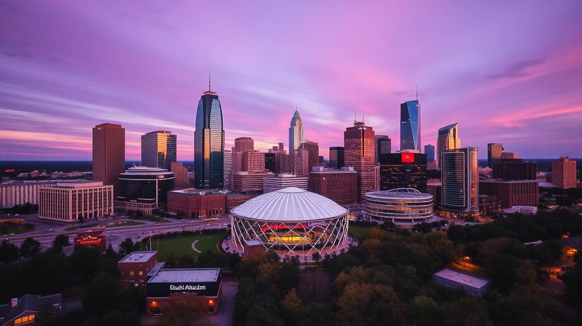 North Carolina landscape and downtown business district