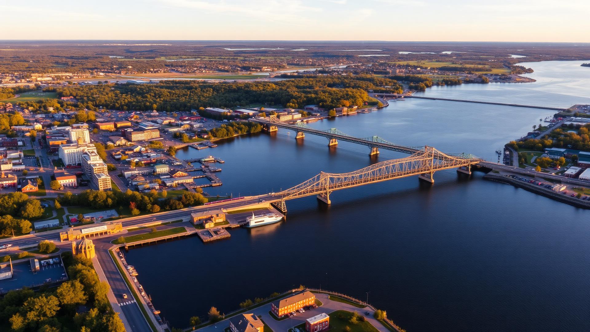 Ogdensburg, NY skyline and downtown business district