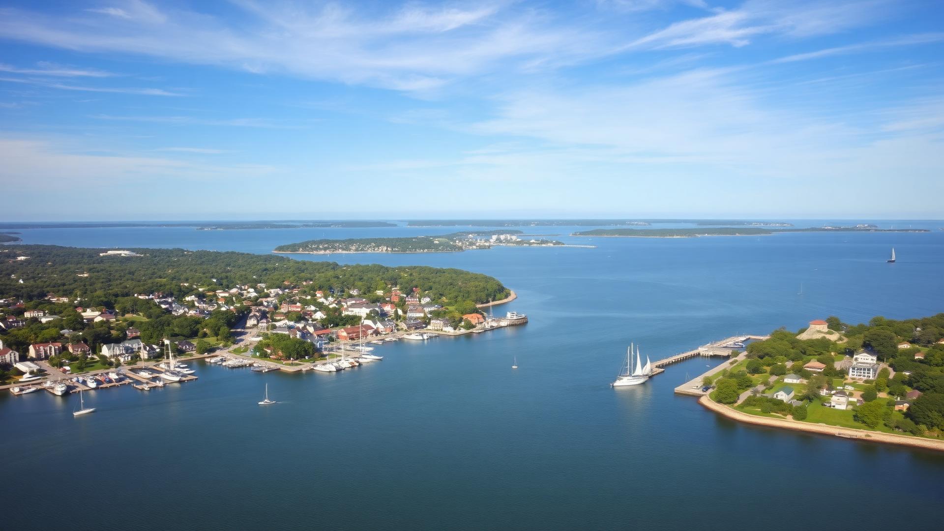 Oyster Bay, NY skyline and downtown business district