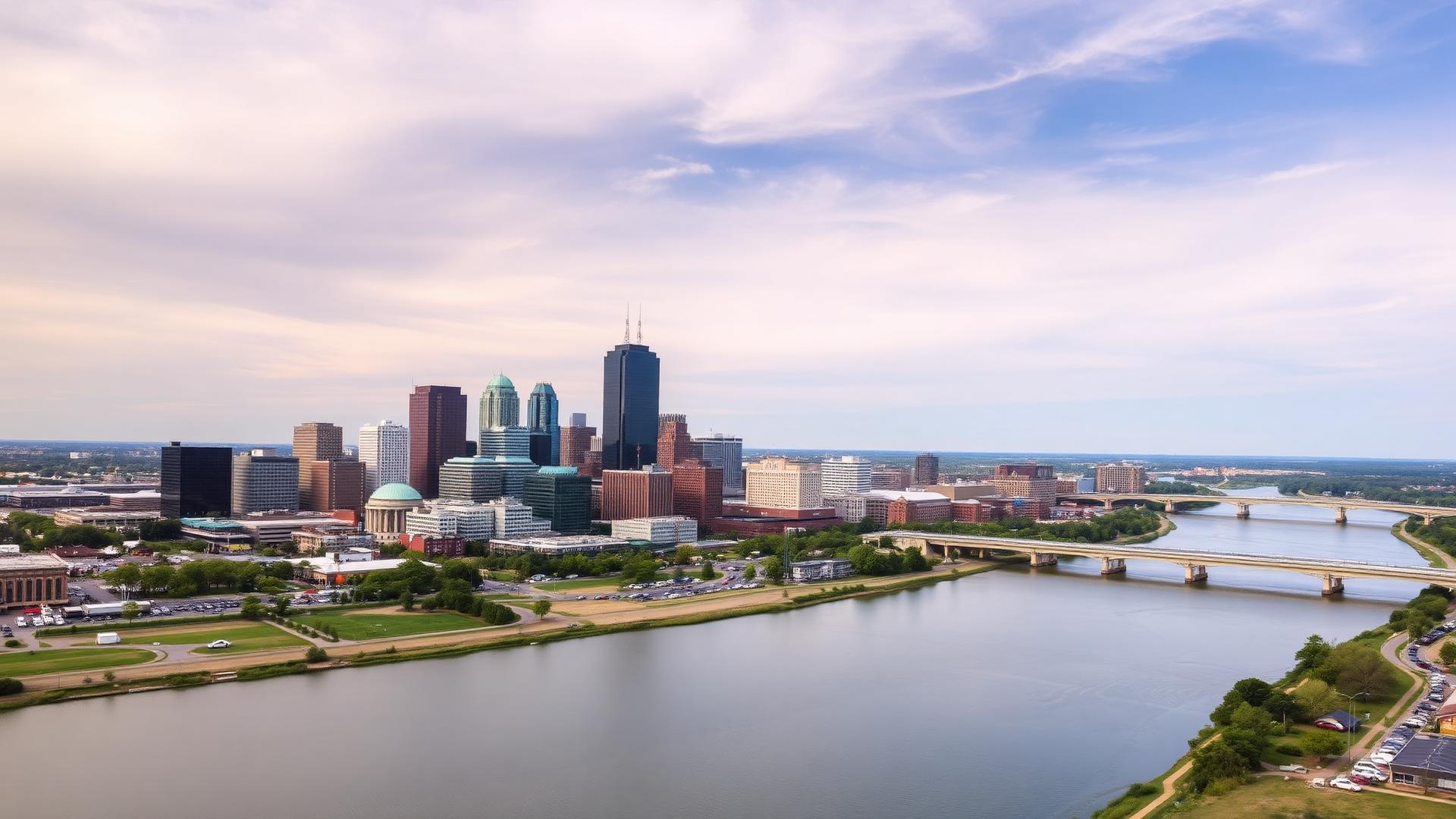 Peoria, IL skyline and downtown business district