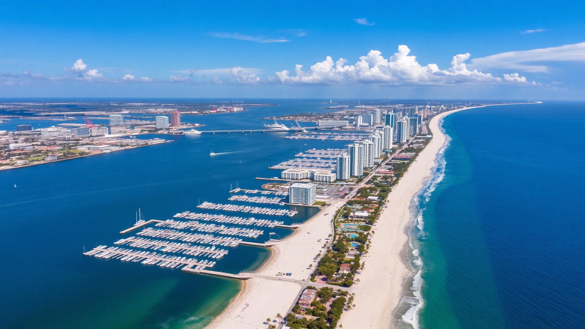 Pompano Beach, FL skyline and downtown business district