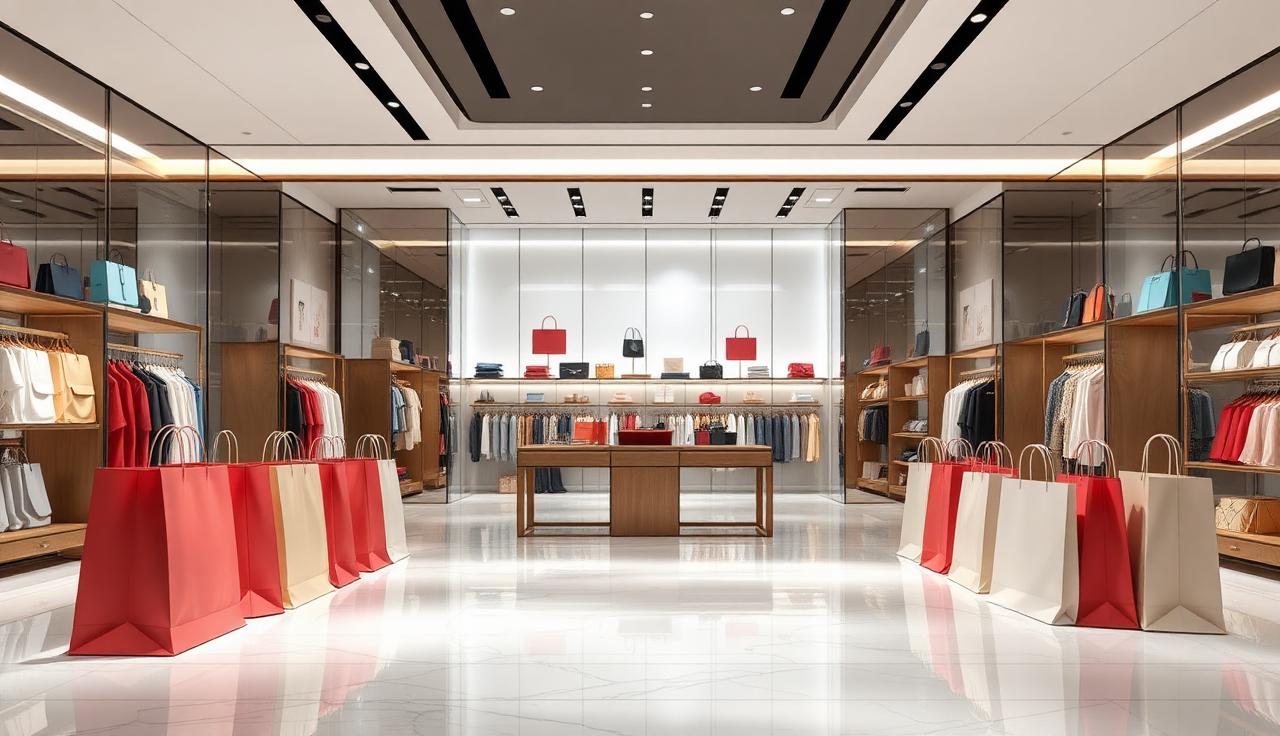 Georgetown retail SEO keyword targeting - Modern retail store interior with shopping displays