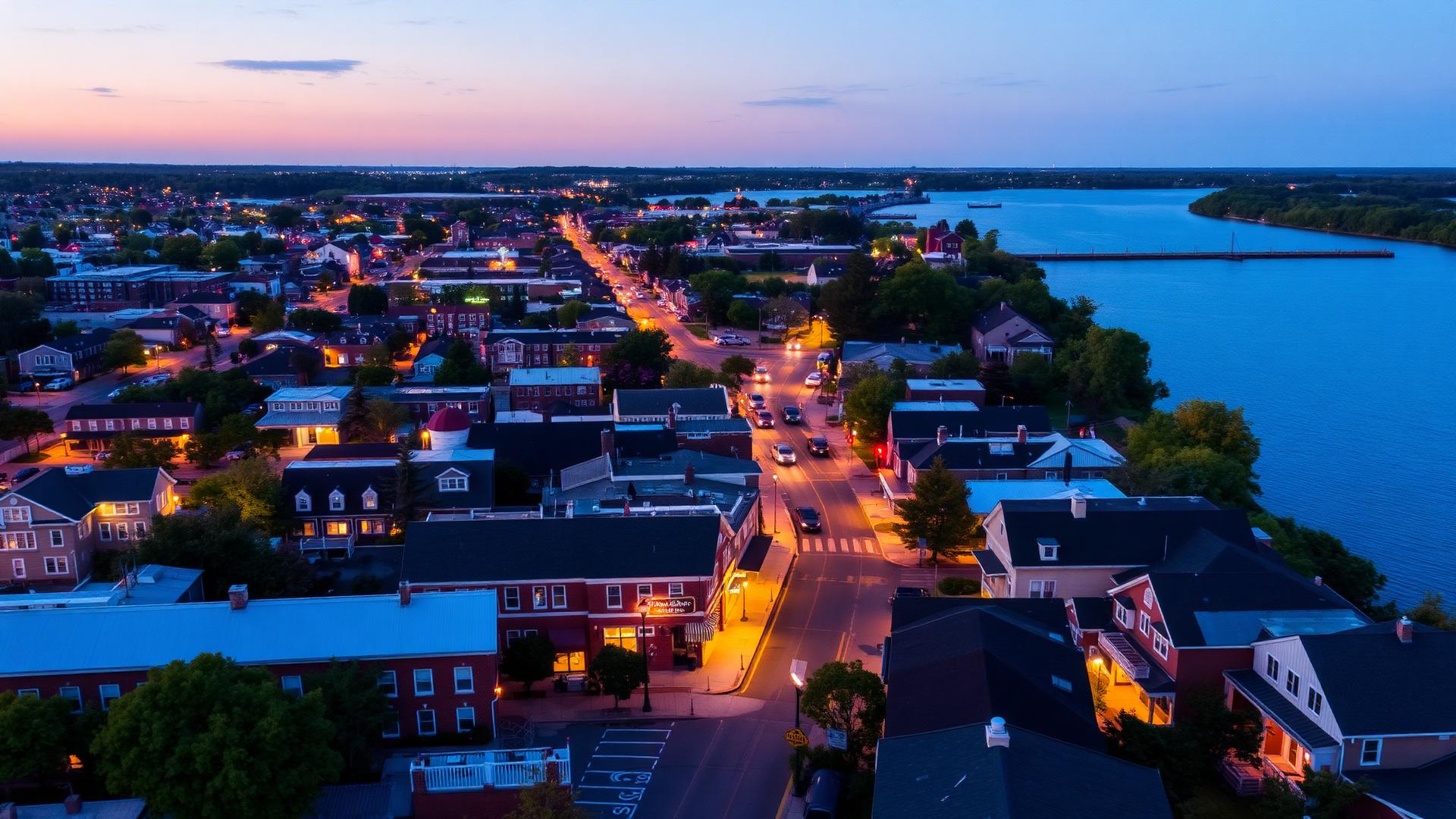 Riverhead, NY skyline and downtown business district