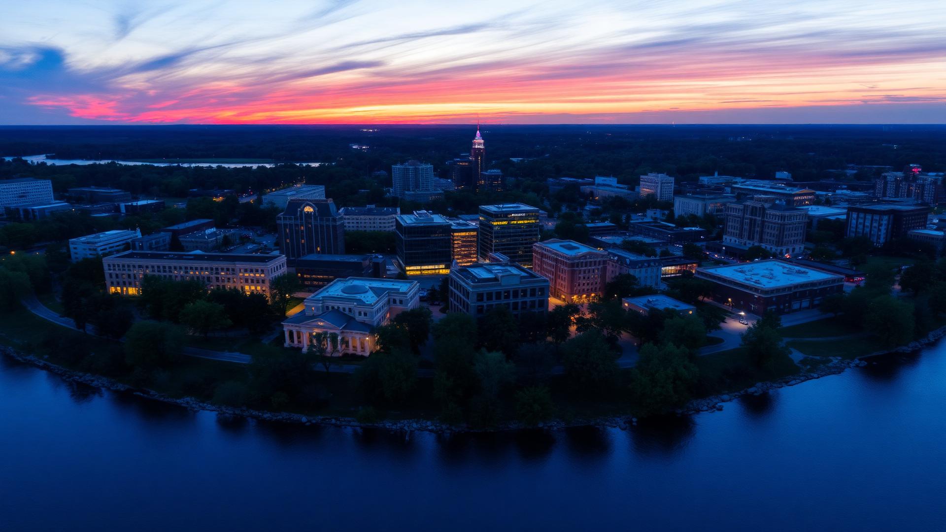 Rockford, IL skyline and downtown business district