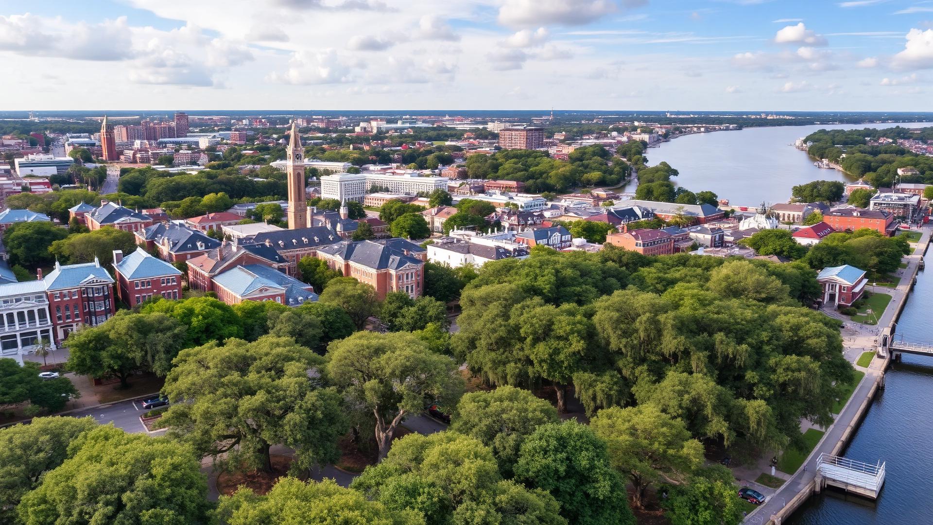 Savannah, GA skyline and downtown business district