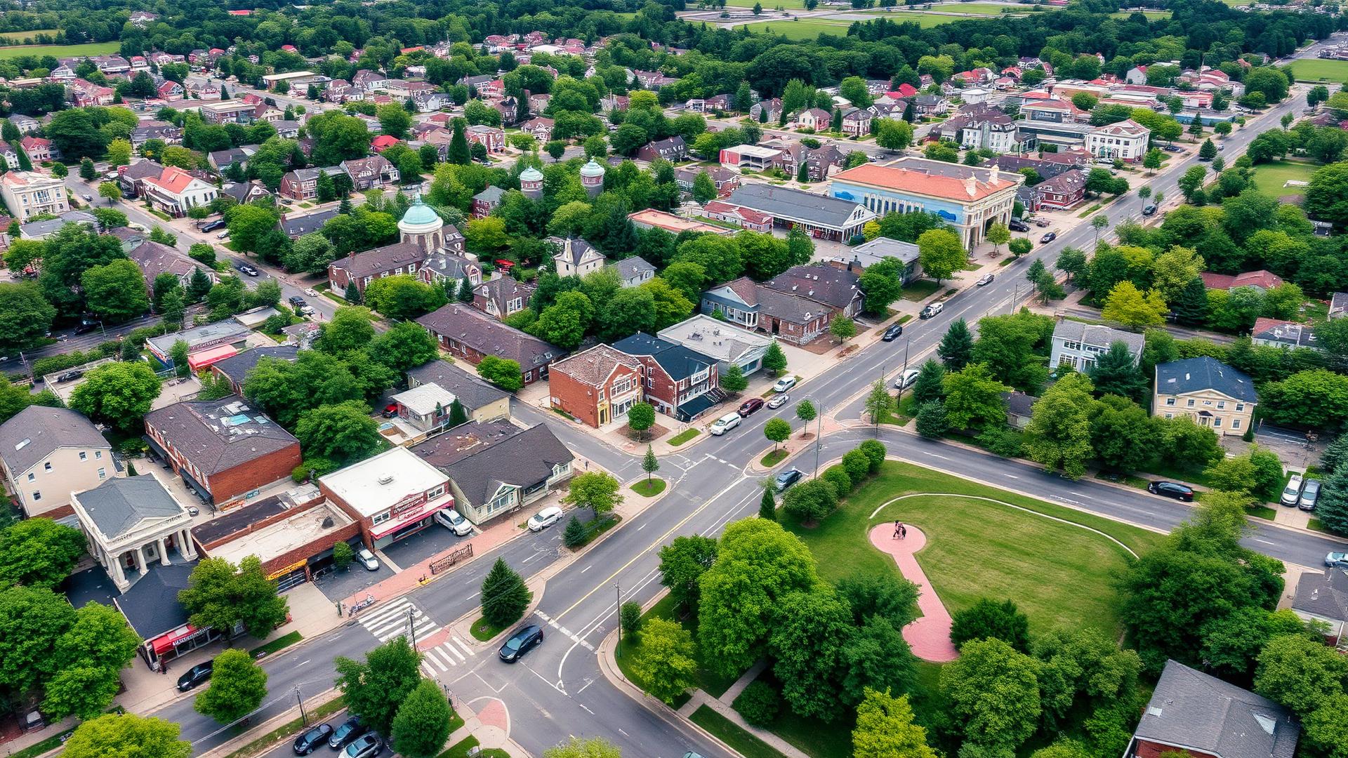 Smithtown, NY skyline and downtown business district